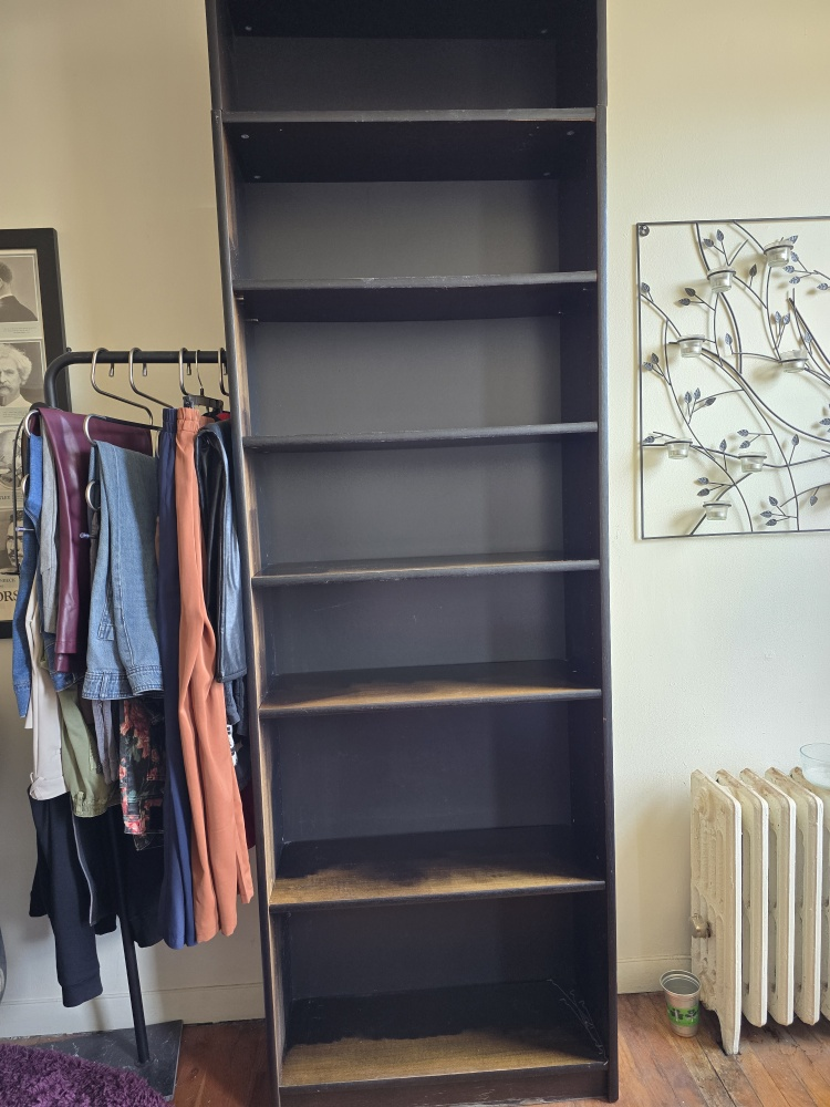 Tall Black/Brown Wood Bookshelf
