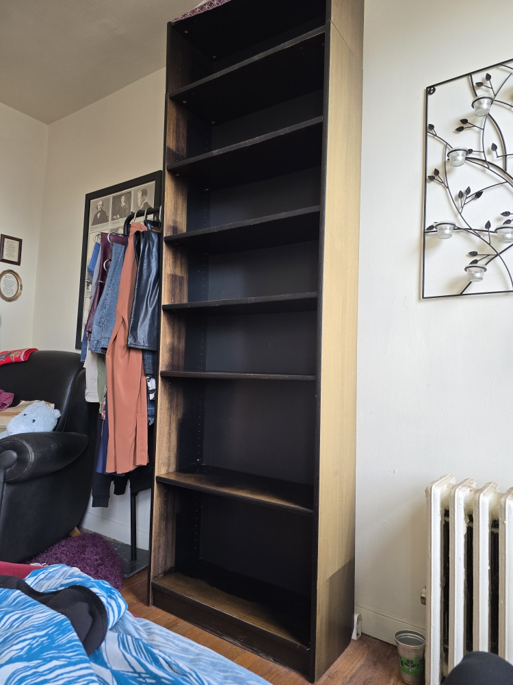 Tall Black/Brown Wood Bookshelf - photo 2