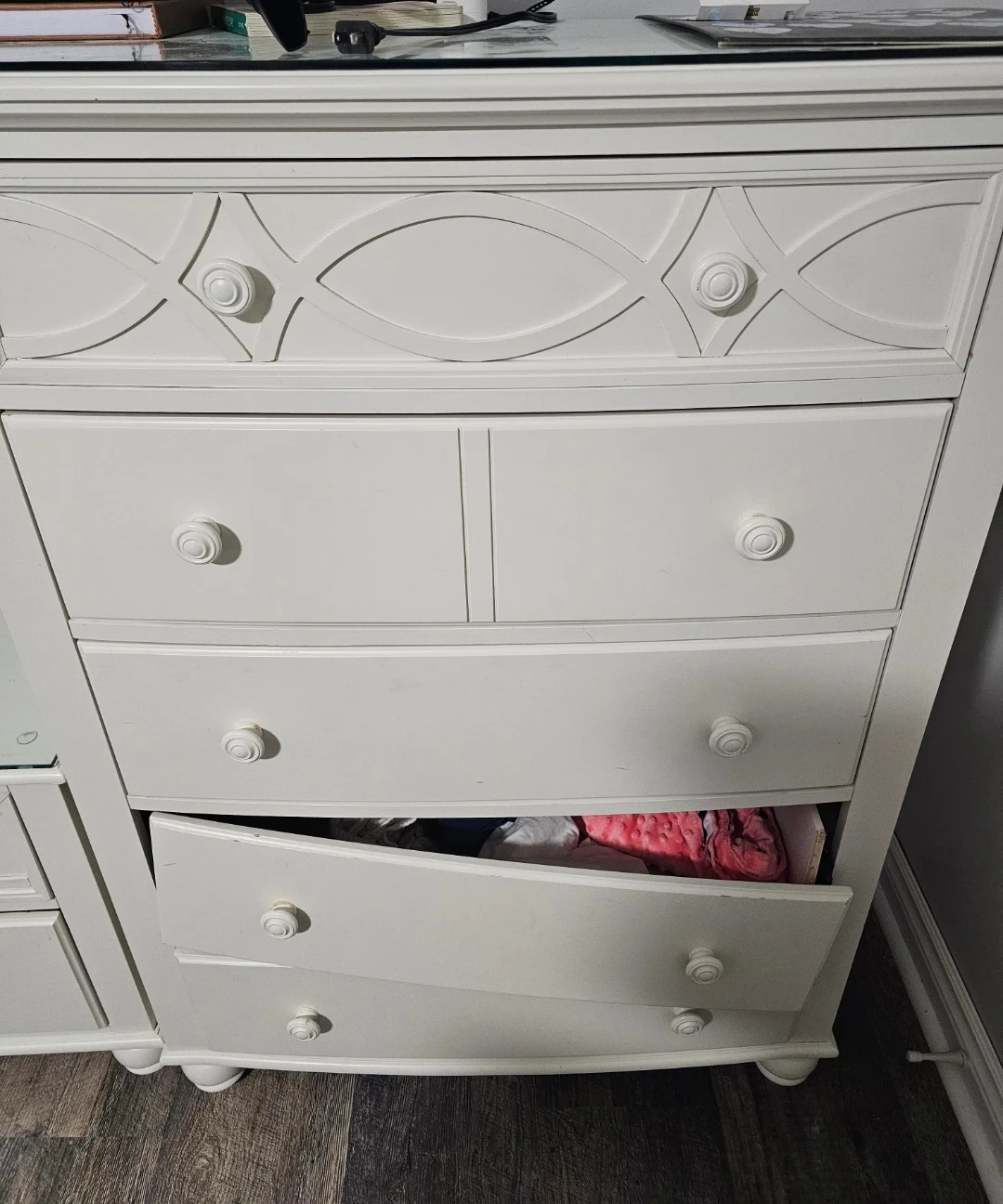 White Dresser with 5 Drawers