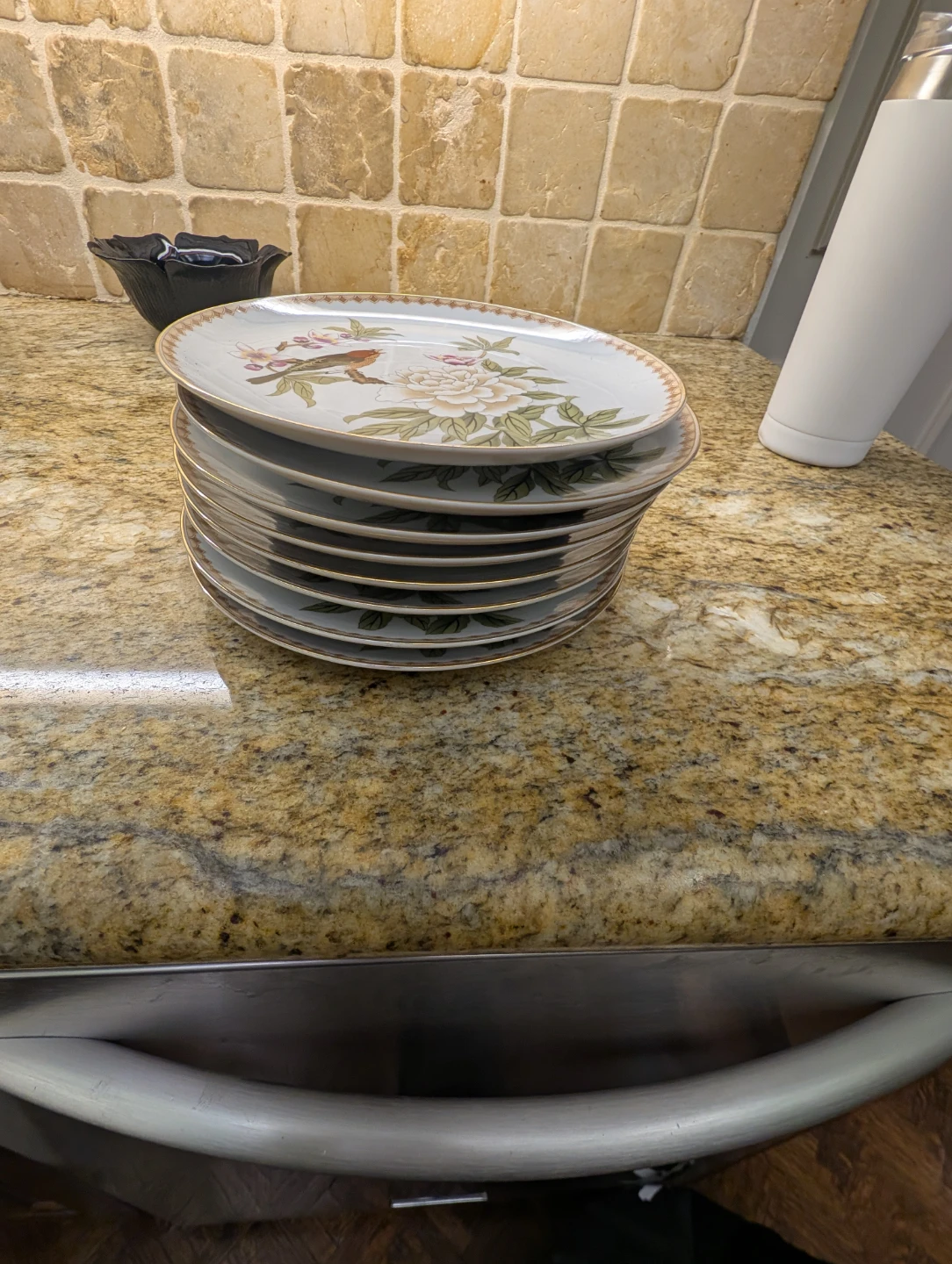 Set of 8 Vintage Oriental Bird and Flower Plates - photo 3