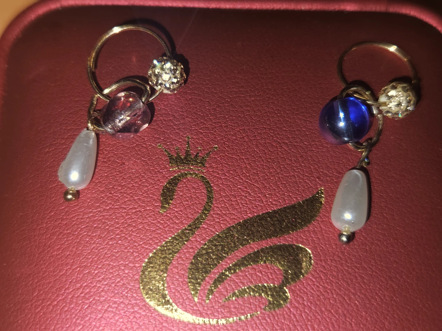10k real gold Pearl & Gemstone  Earrings