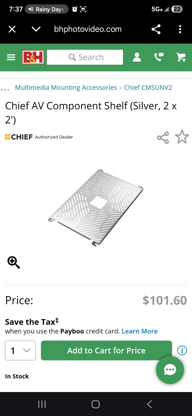 Chief CMSUNV2 AV Component Shelf - Silver - photo 3