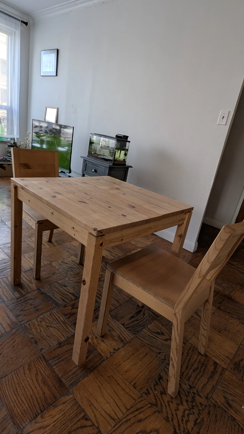IKEA Dining Table and 2 Chairs - Solid Wood