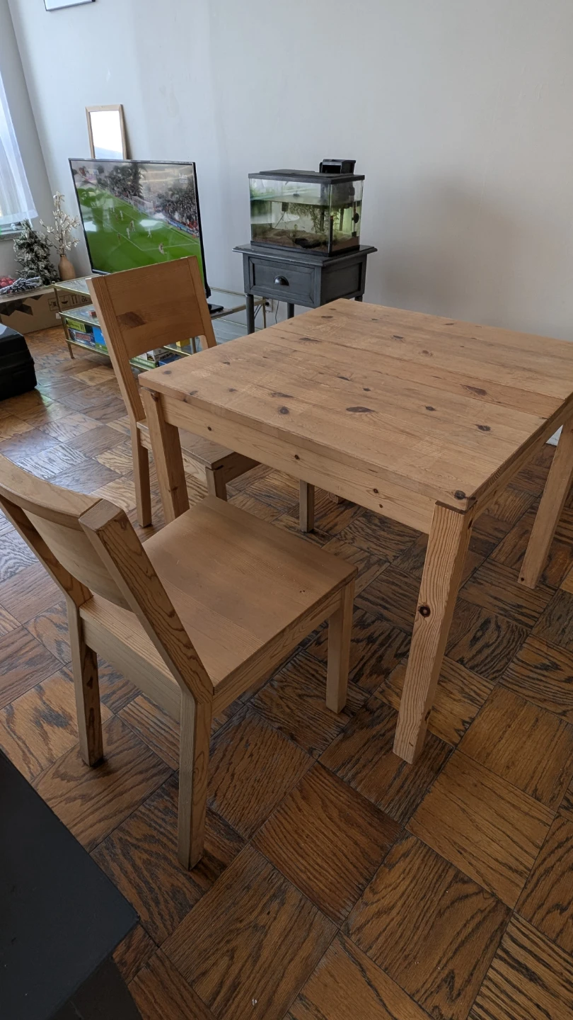 IKEA Dining Table and 2 Chairs - Solid Wood - photo 2