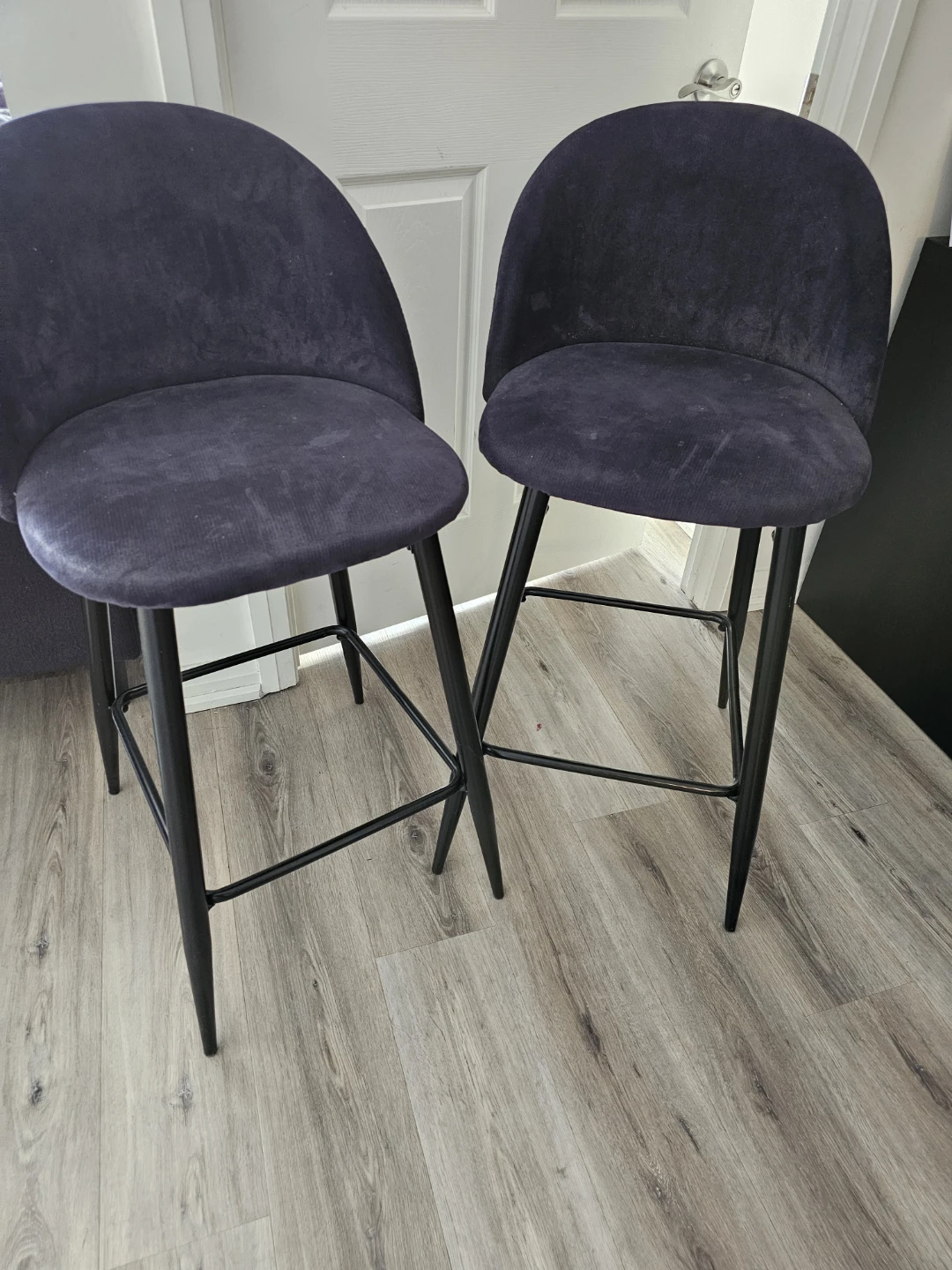 Set of 2 Bar Stools Dark bluish grey color - photo 3