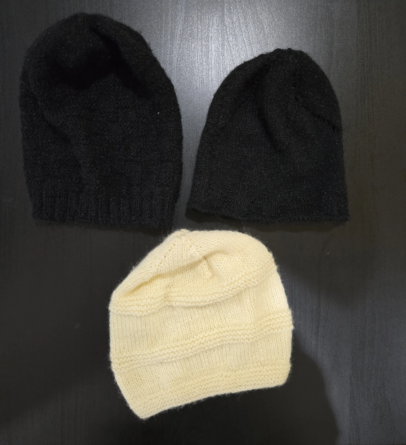 Knitted Beanies - Black & Cream