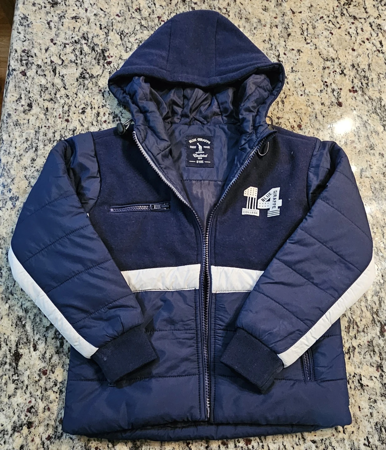 Blue Giraffe Kids Puffer Jacket - Size 6Y
