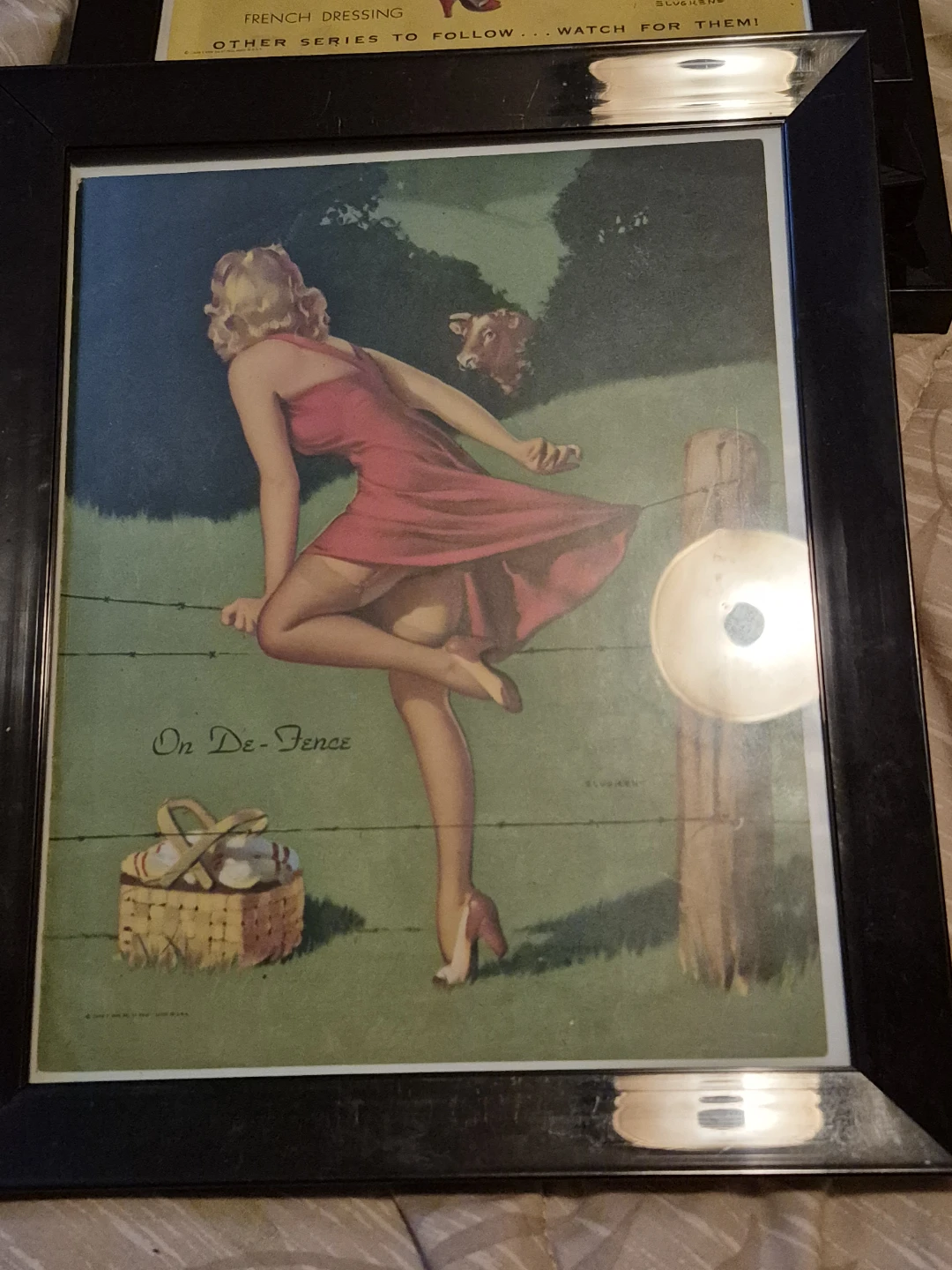 Vintage "On De-Fence" Pin-up Art Print