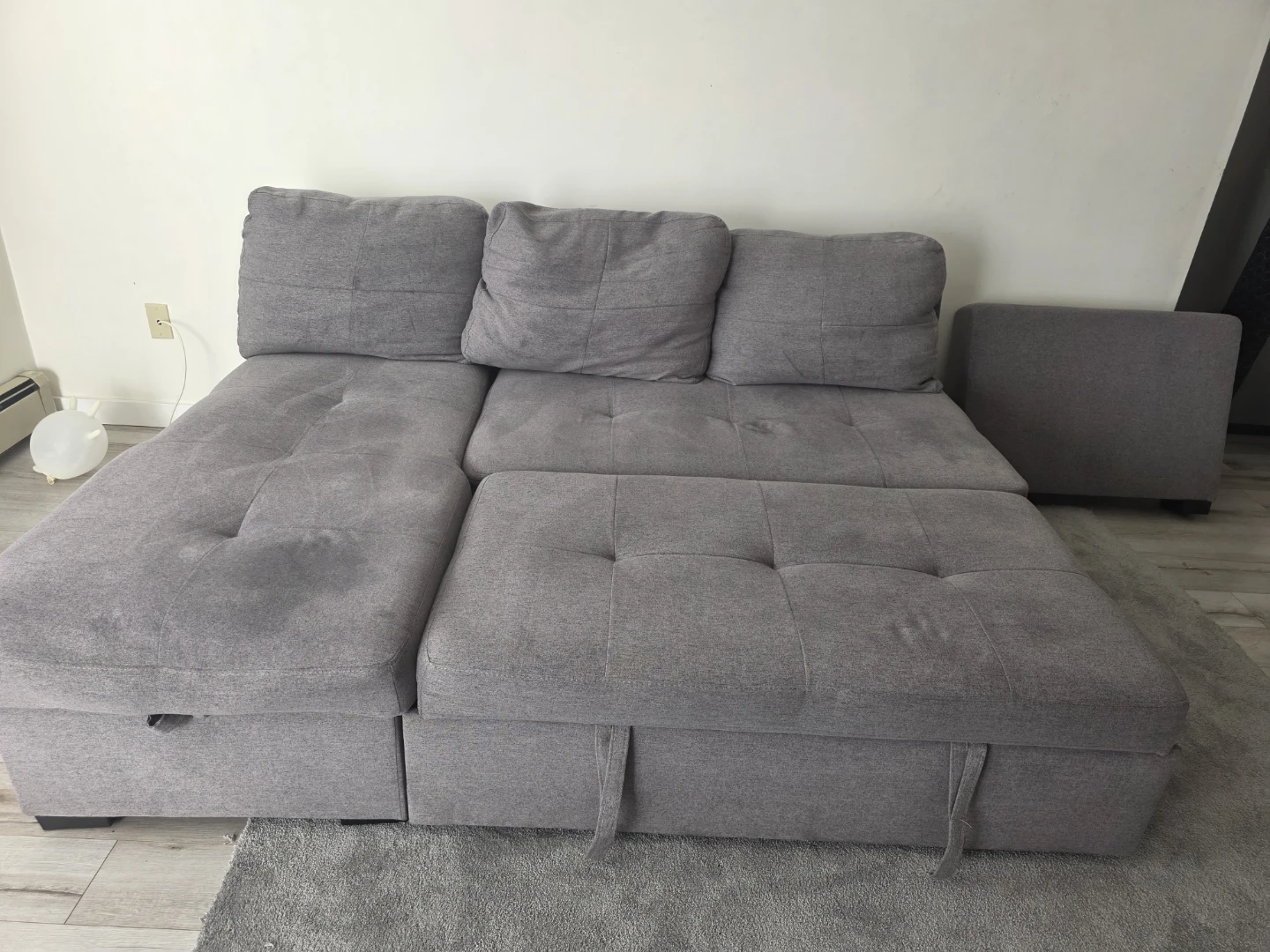 Grey Sectional Sofa with Storage and Pull-out Bed