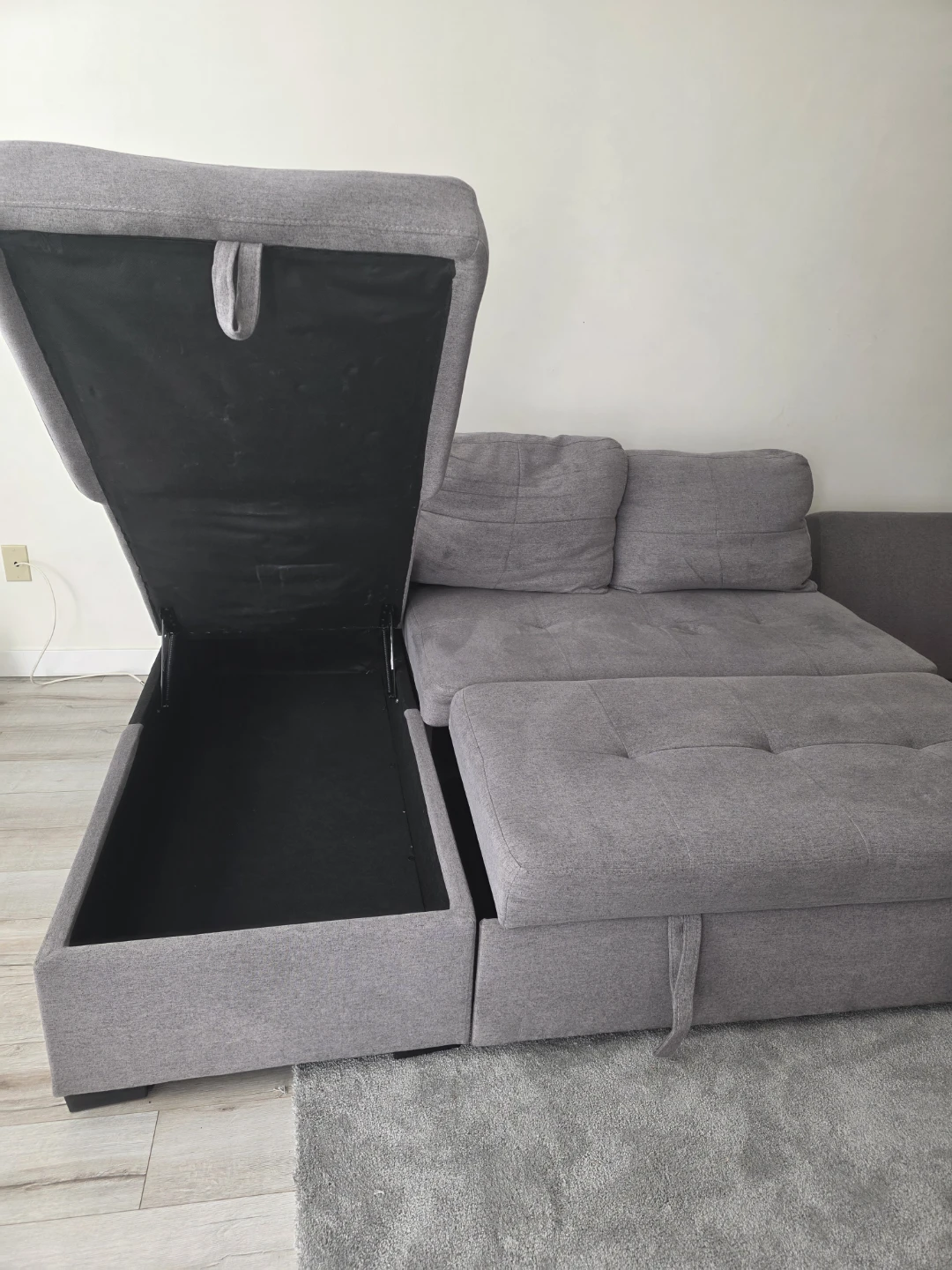 Grey Sectional Sofa with Storage and Pull-out Bed - photo 2