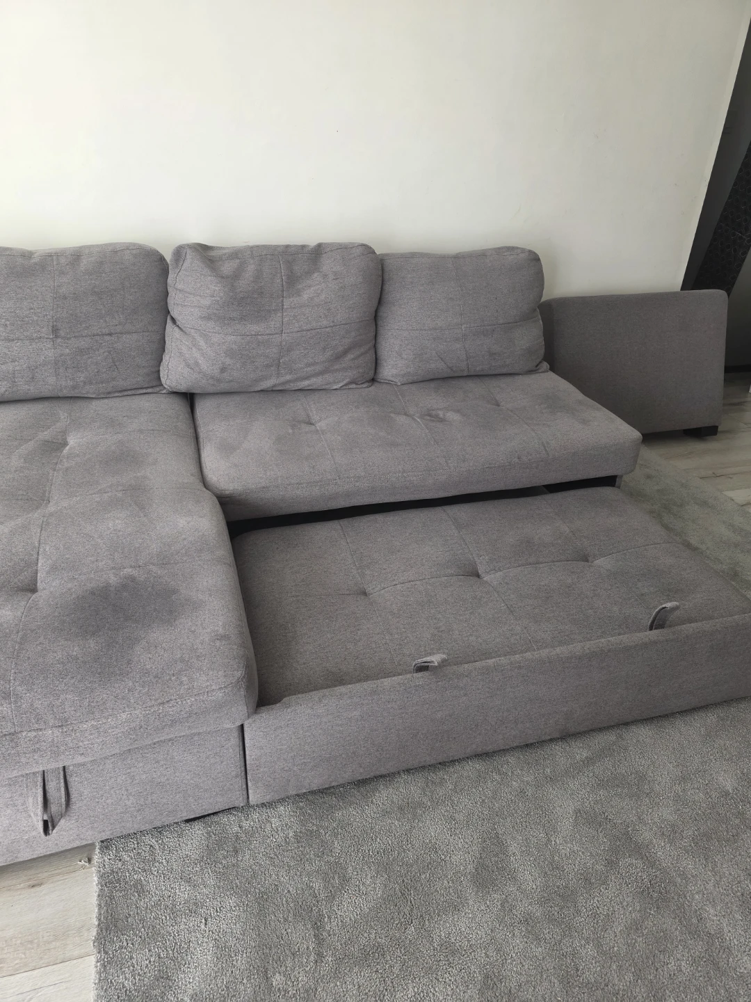 Grey Sectional Sofa with Storage and Pull-out Bed - photo 3