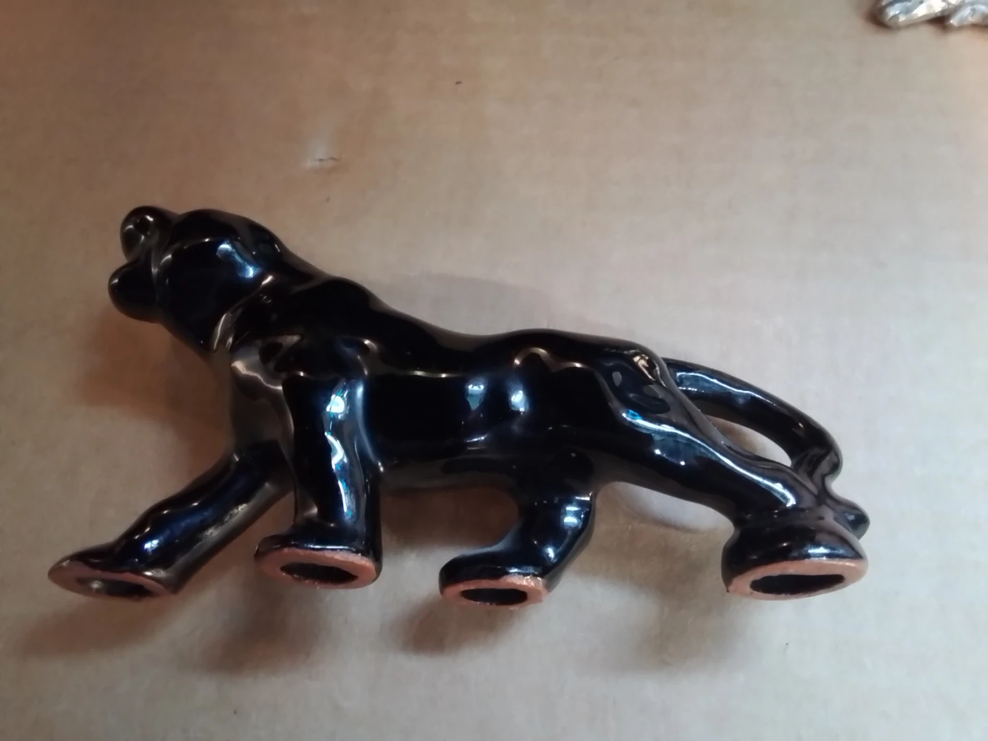 Vintage Black Panther Ceramic and Metal Tiger Figurines 6x4" - photo 3