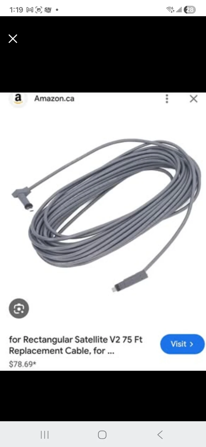 Starlink Rectangular Satellite V2 75 Ft Replacement Cable BNIB