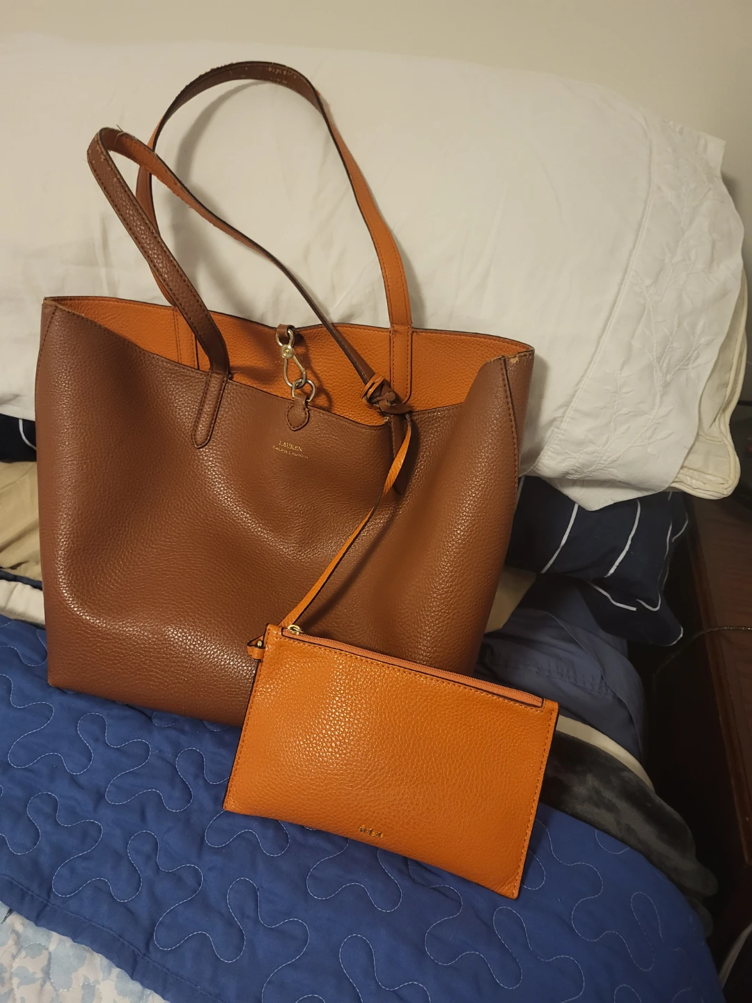 Lauren Ralph Lauren Reversible Brown/Orange Tote Bag