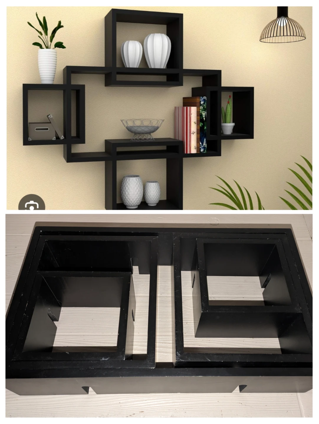 Black Geometric Wall Shelf Set