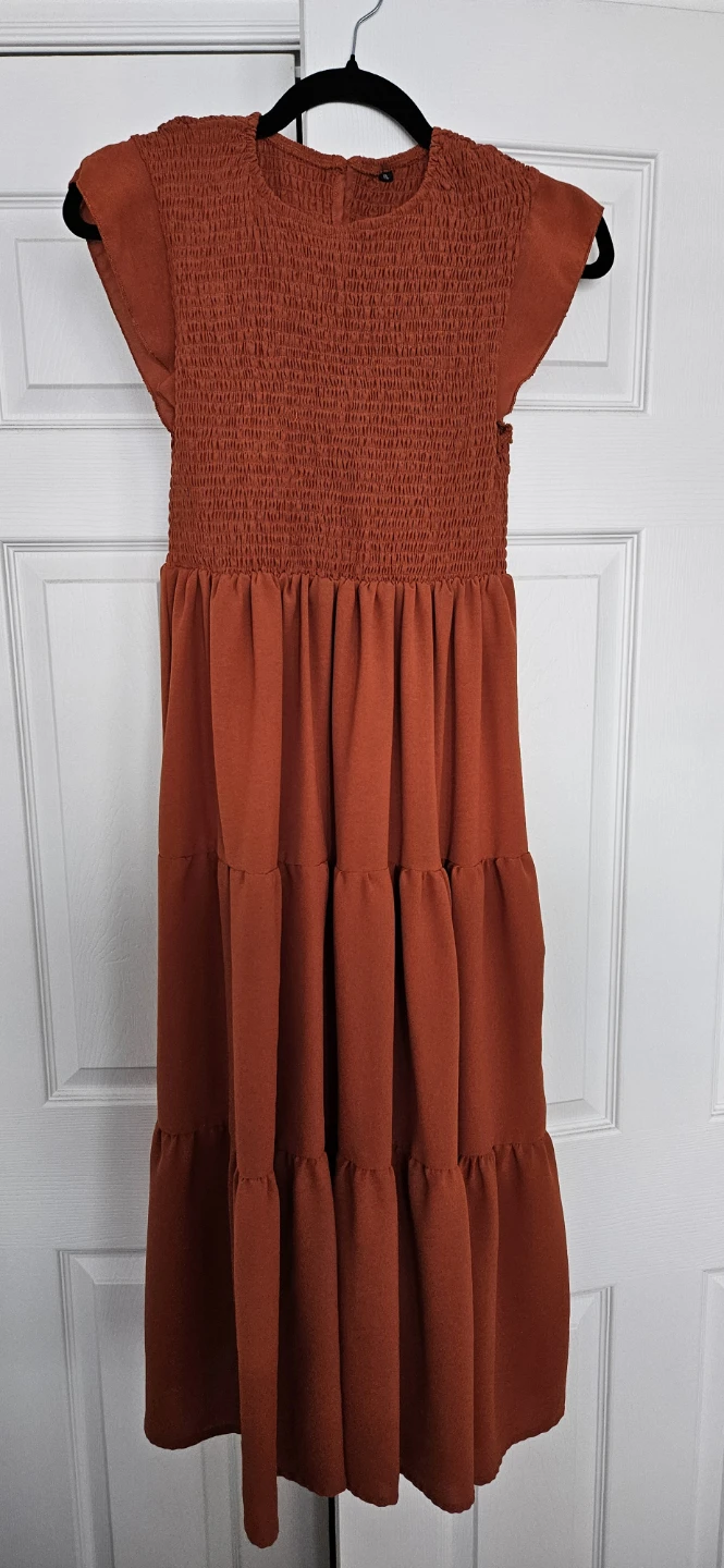 Orange Smocked Tiered Maxi Dress XL