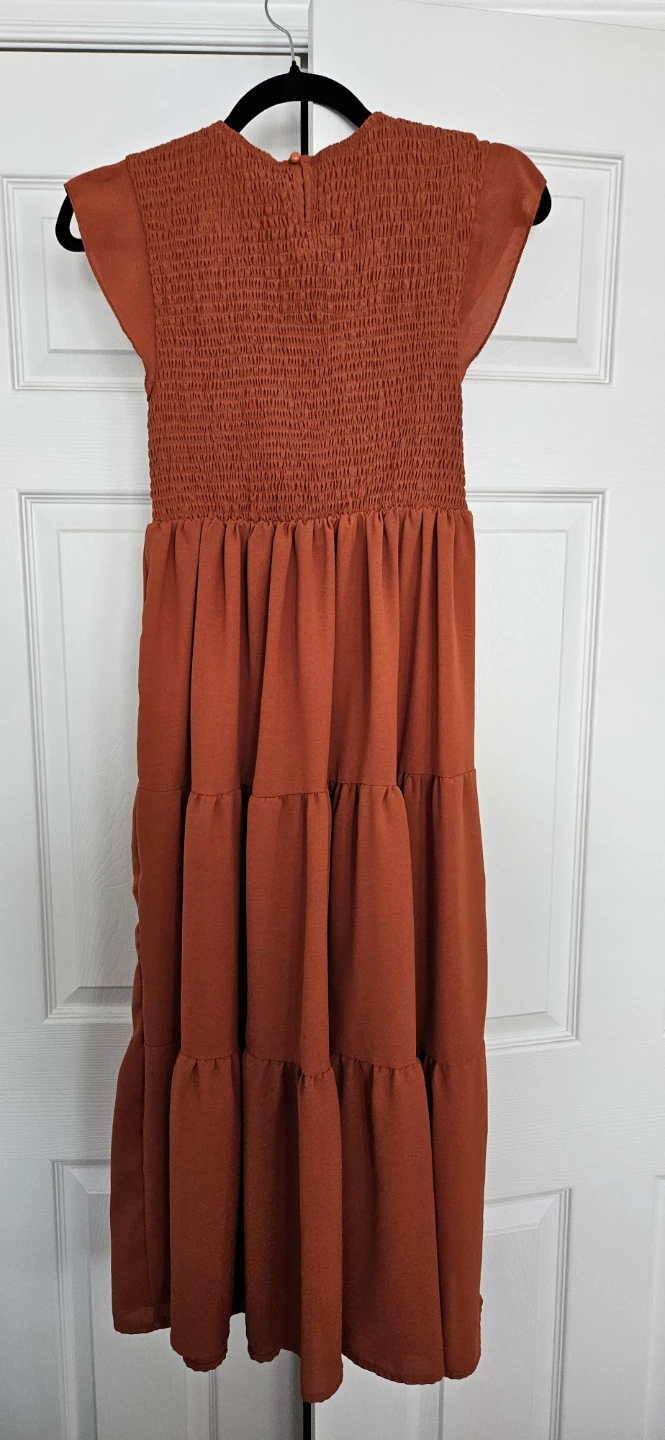 Orange Smocked Tiered Maxi Dress XL - photo 2