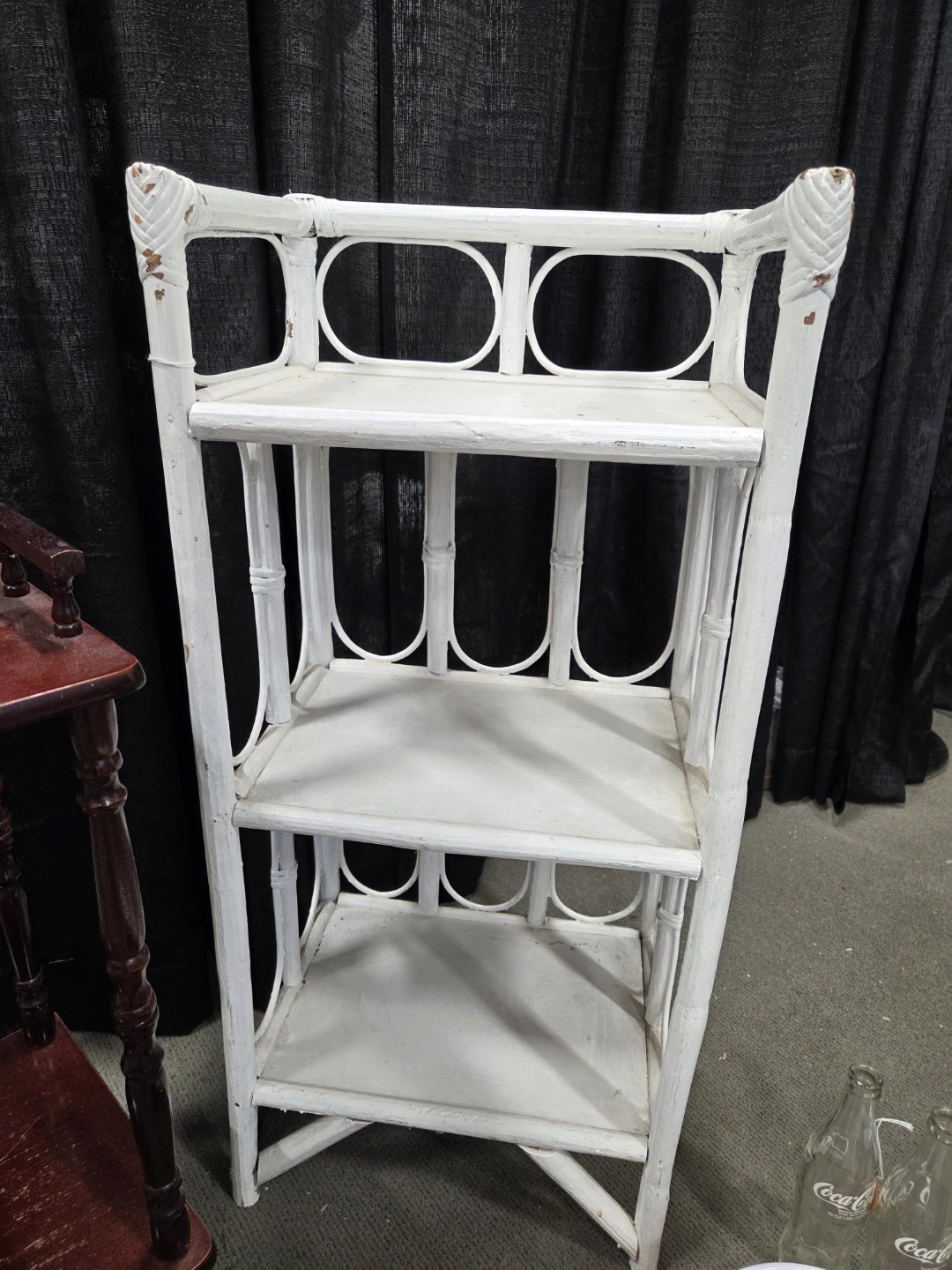 White Wicker 3-Shelf Plant Stand