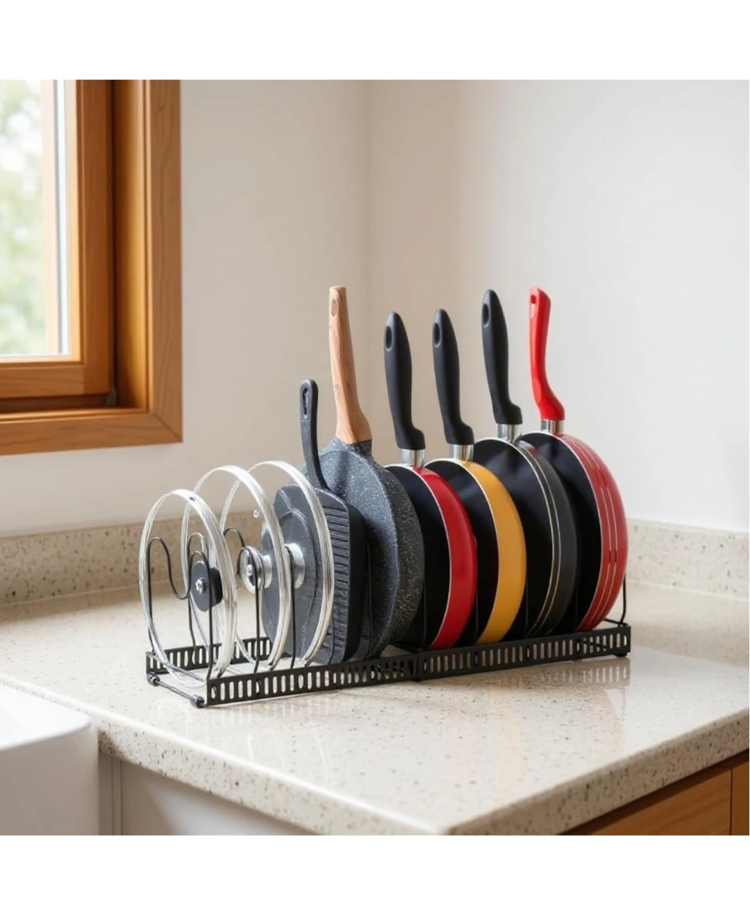 Black Pot Lid Organizer Rack