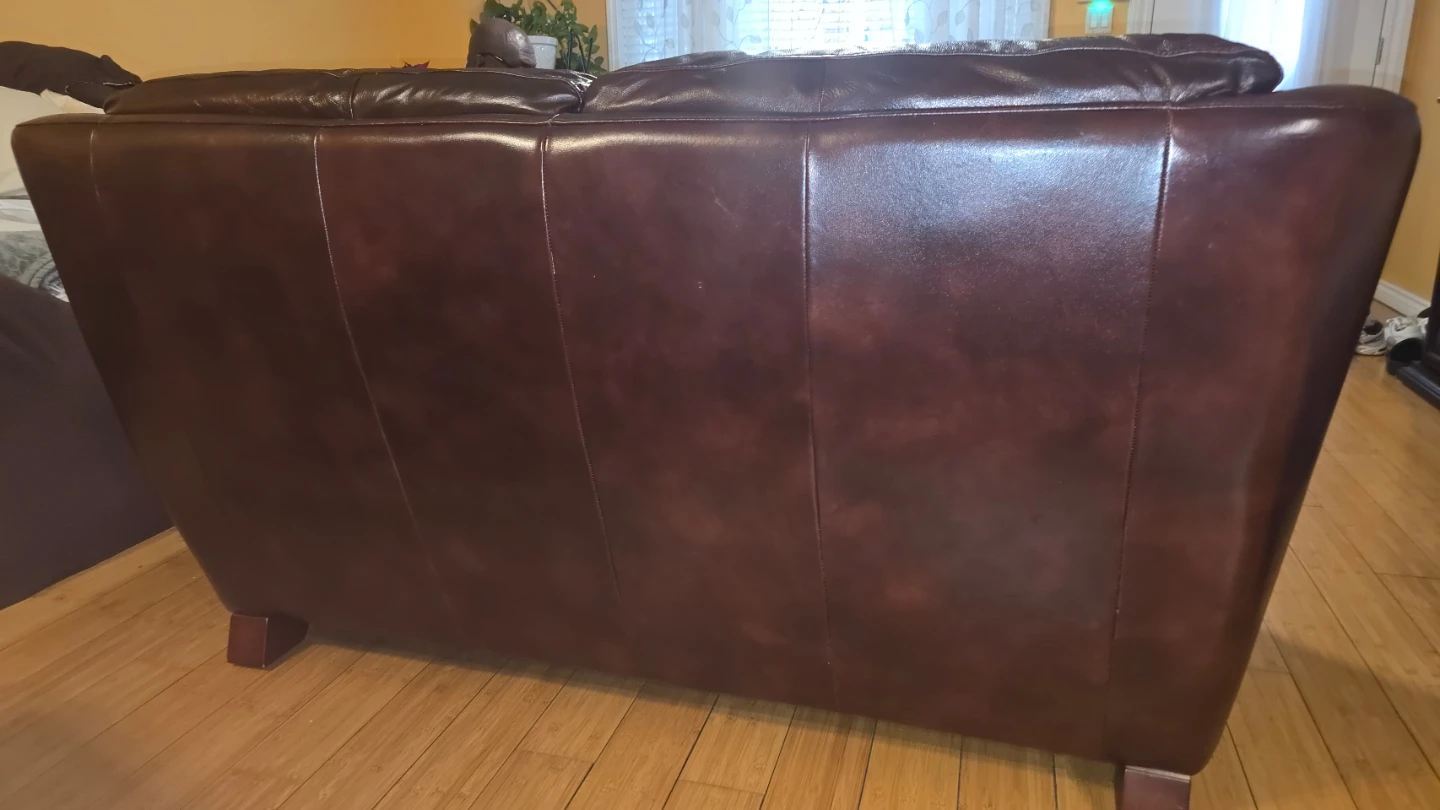 Cherry Brown Leather Loveseat Sofa - photo 2
