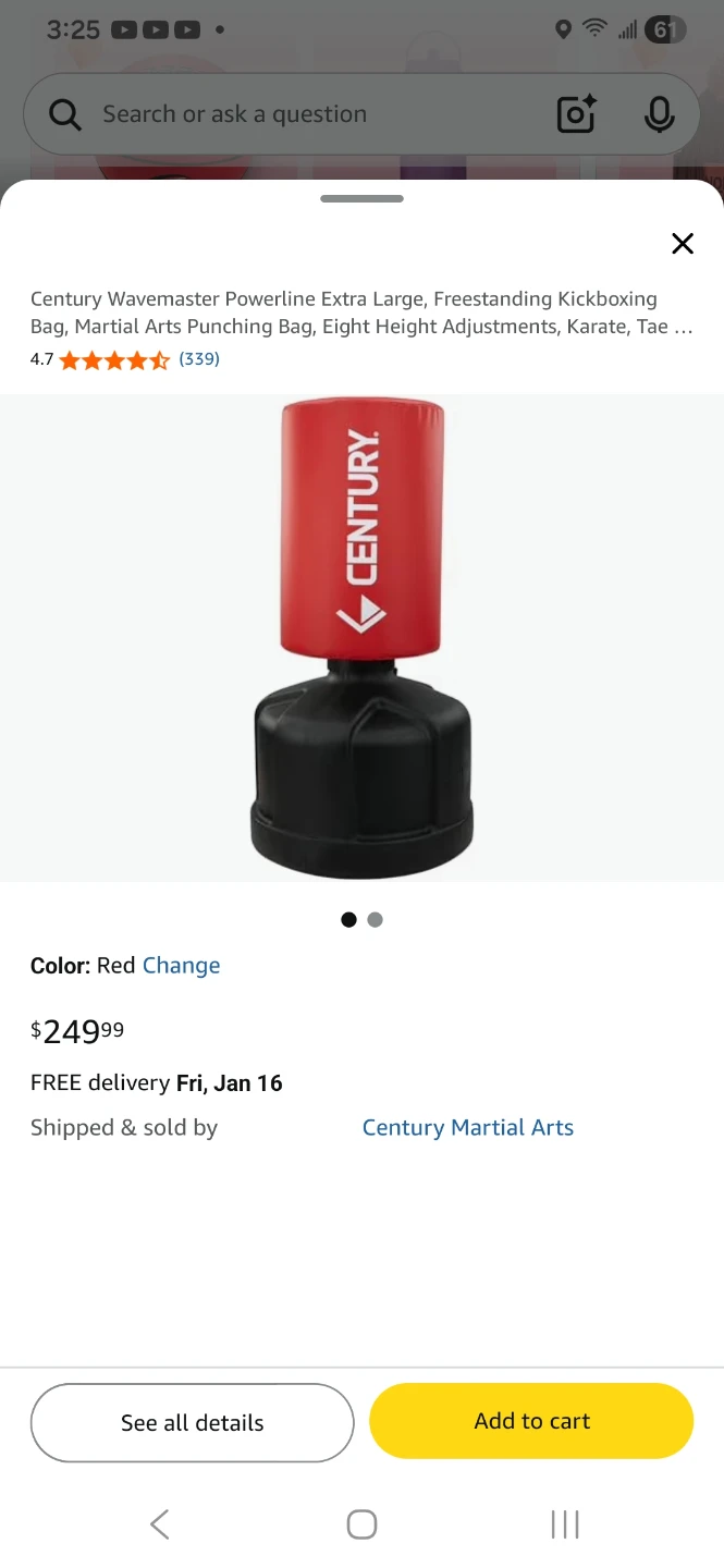 Century Wavemaster Powerline Extra Large Punching Bag - Red