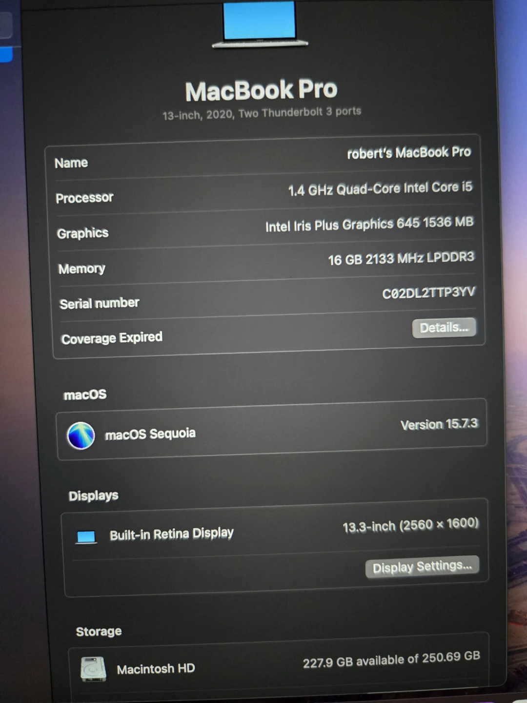 Macbook pro 13 inch (2020) 16g/256g great condition - photo 3
