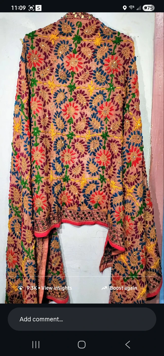 Embroidered Phulkari Dupatta