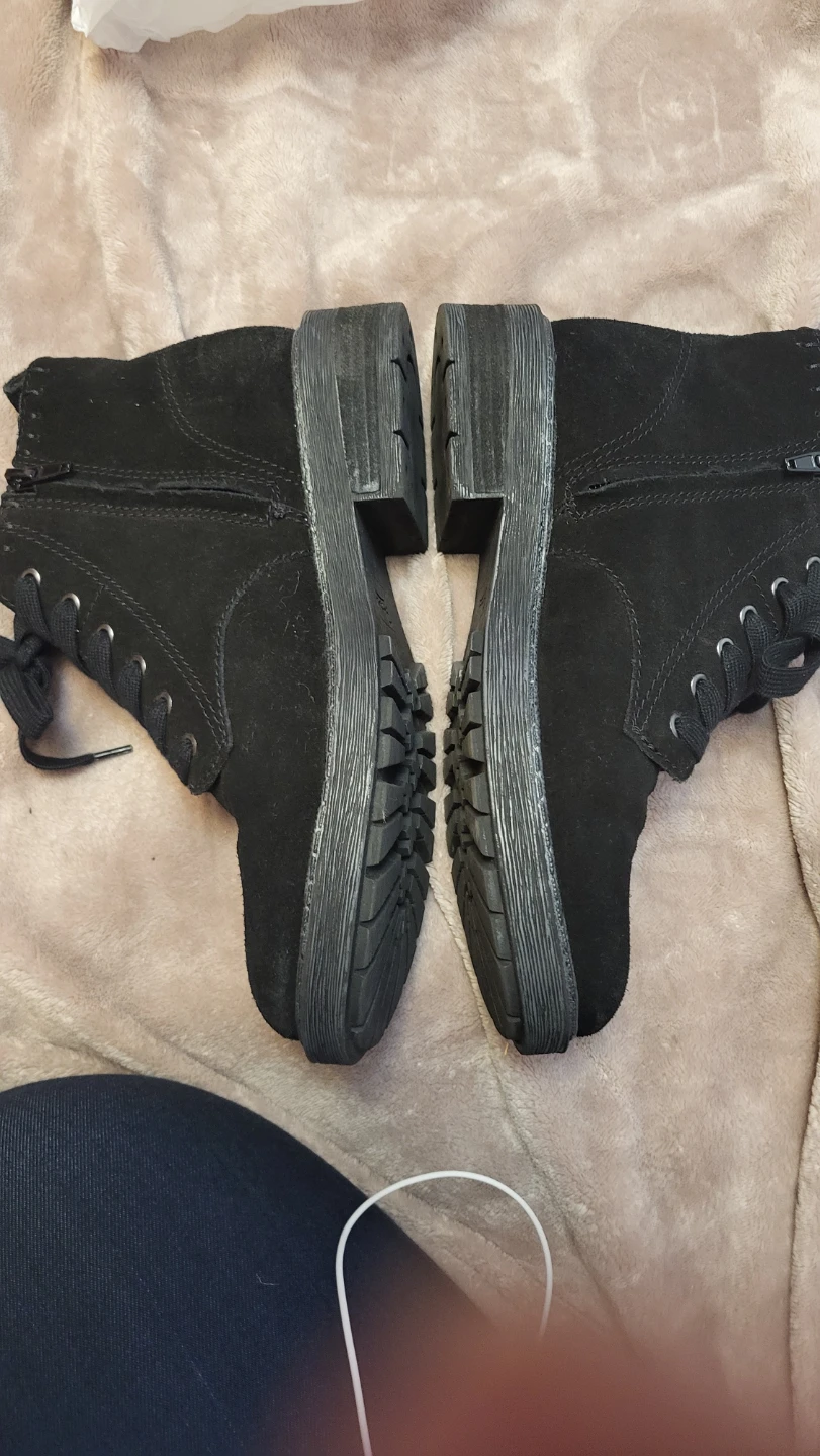 Black Suede Ankle Boots, Size 8 - photo 4