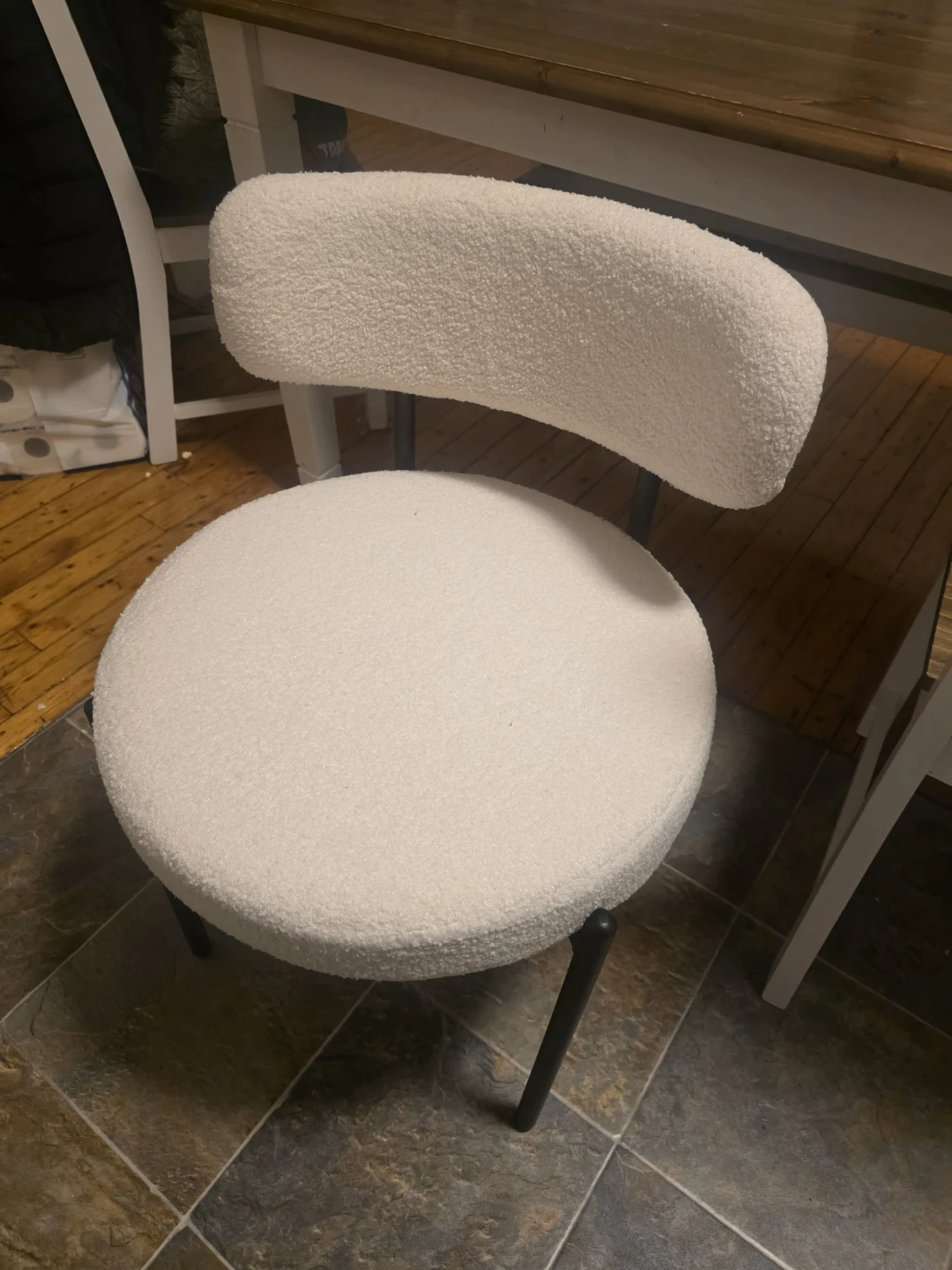 White Bouclé Accent Chair