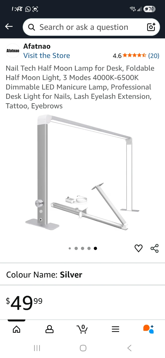 Afatnao Nail Tech Half Moon Lamp - Silver
