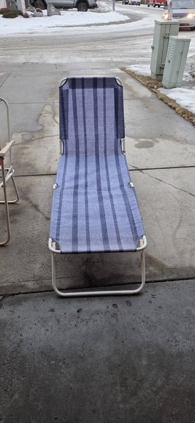 Blue Striped Lounge Chair