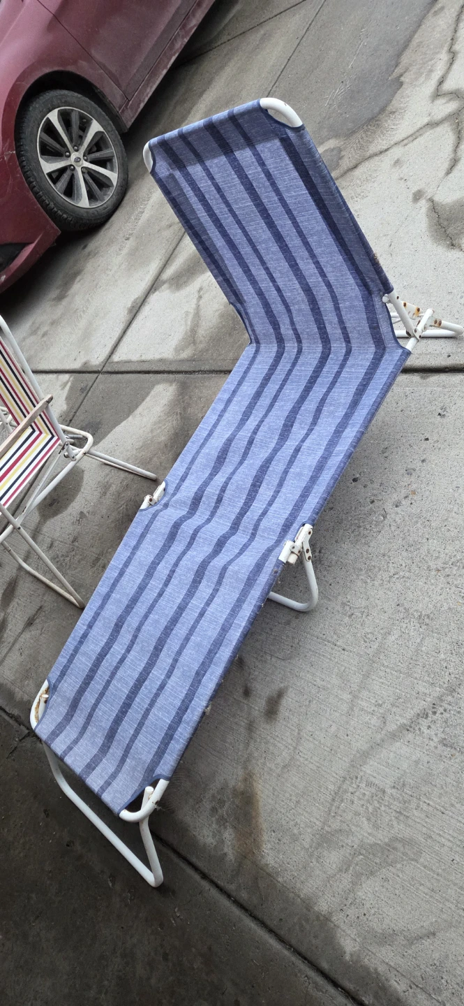 Blue Striped Lounge Chair - photo 2
