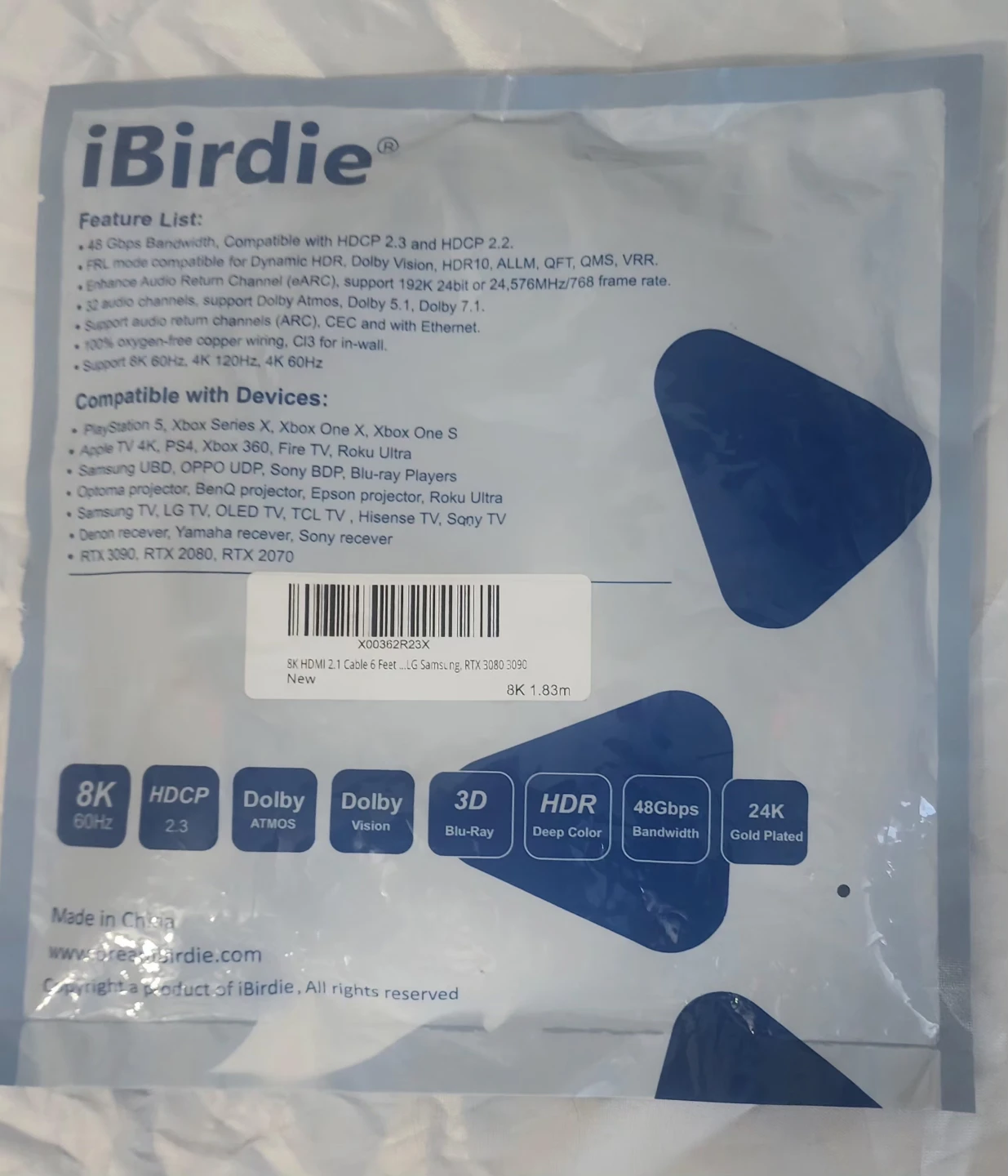 iBirdie Ultra High Speed HDMI Cable 8K 48Gbps 1.83m - photo 2