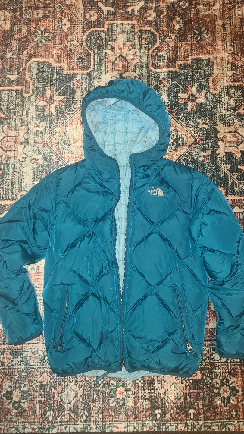 North Face 550 Teal Puffer Jacket /Reversible