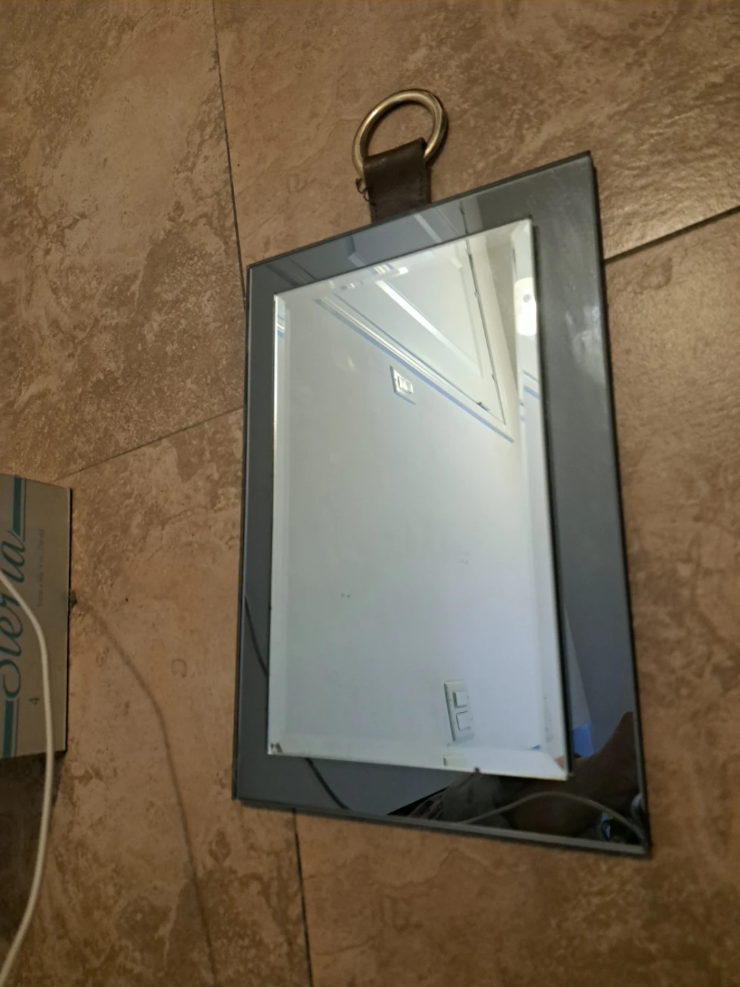 Decorative Hanging Mirror with Leather Strap - photo 2