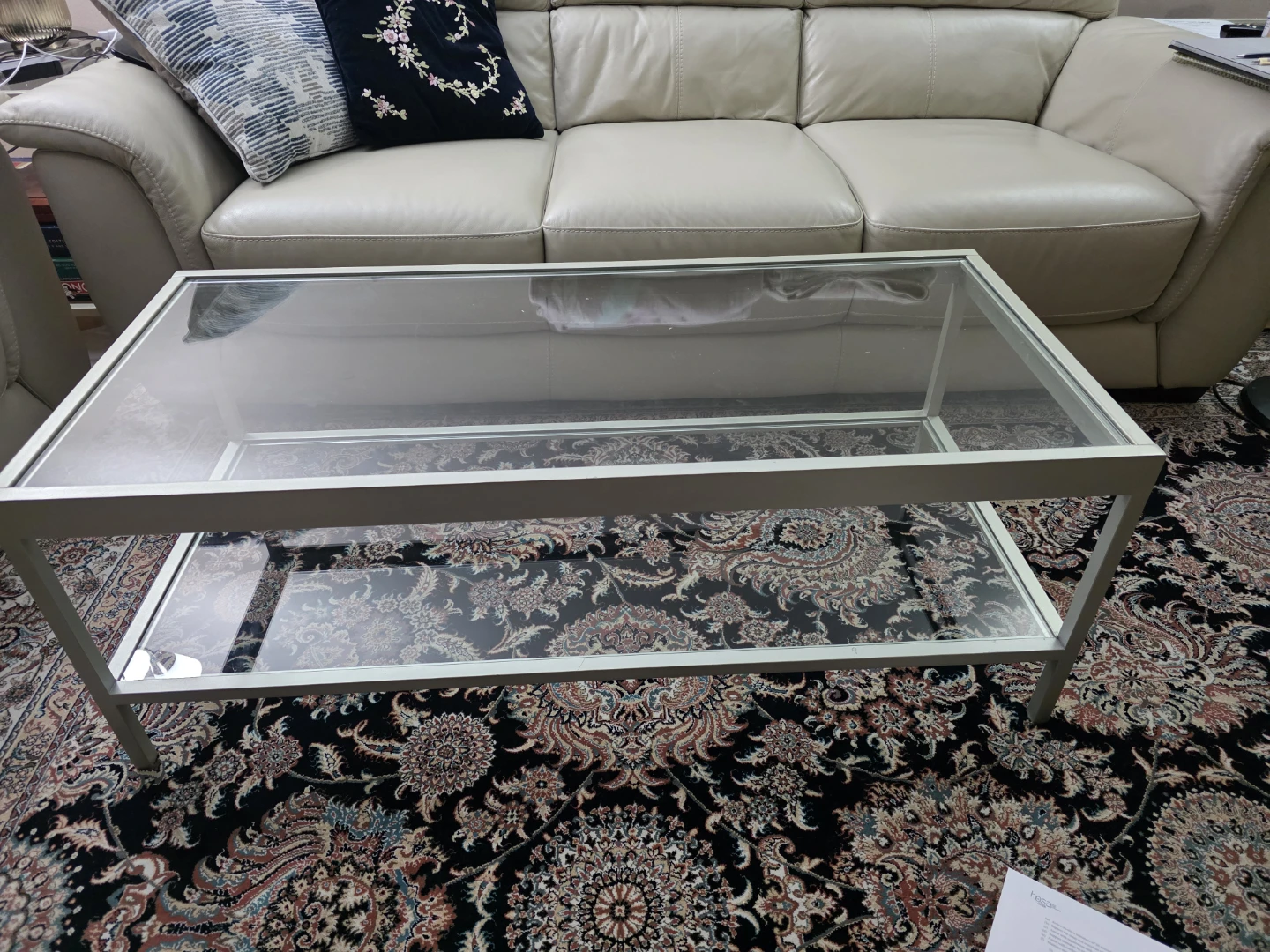 Glass and Metal Coffee Table Set