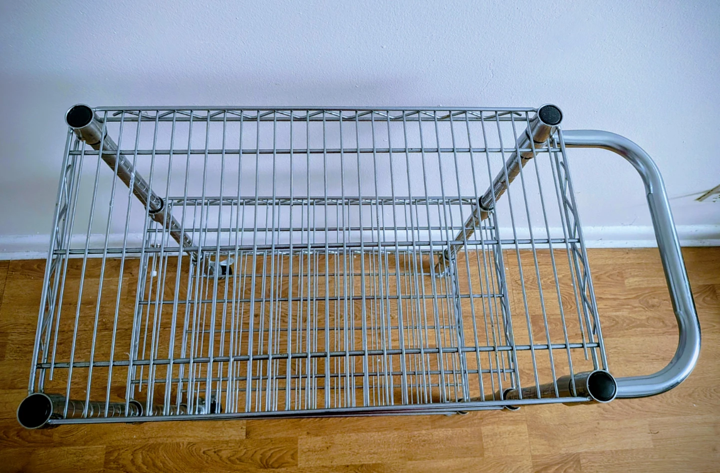 Chrome Wire Shelving Cart with Handle - photo 2