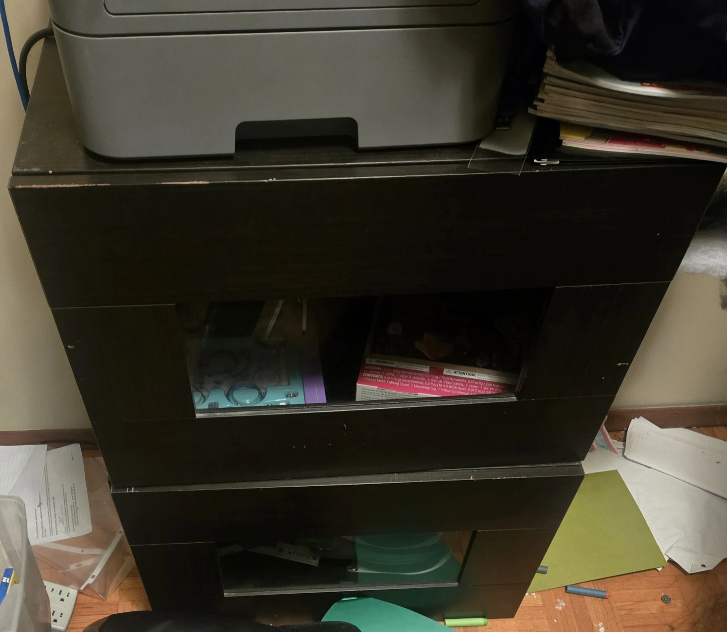 Glass and storage shelf
