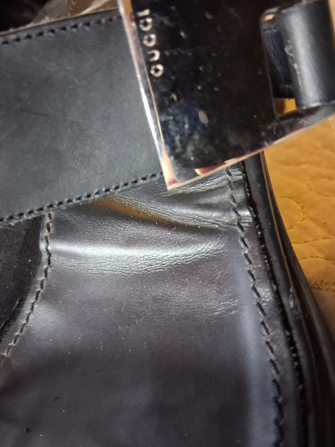 Gucci Black Leather Slide Sandals - photo 4