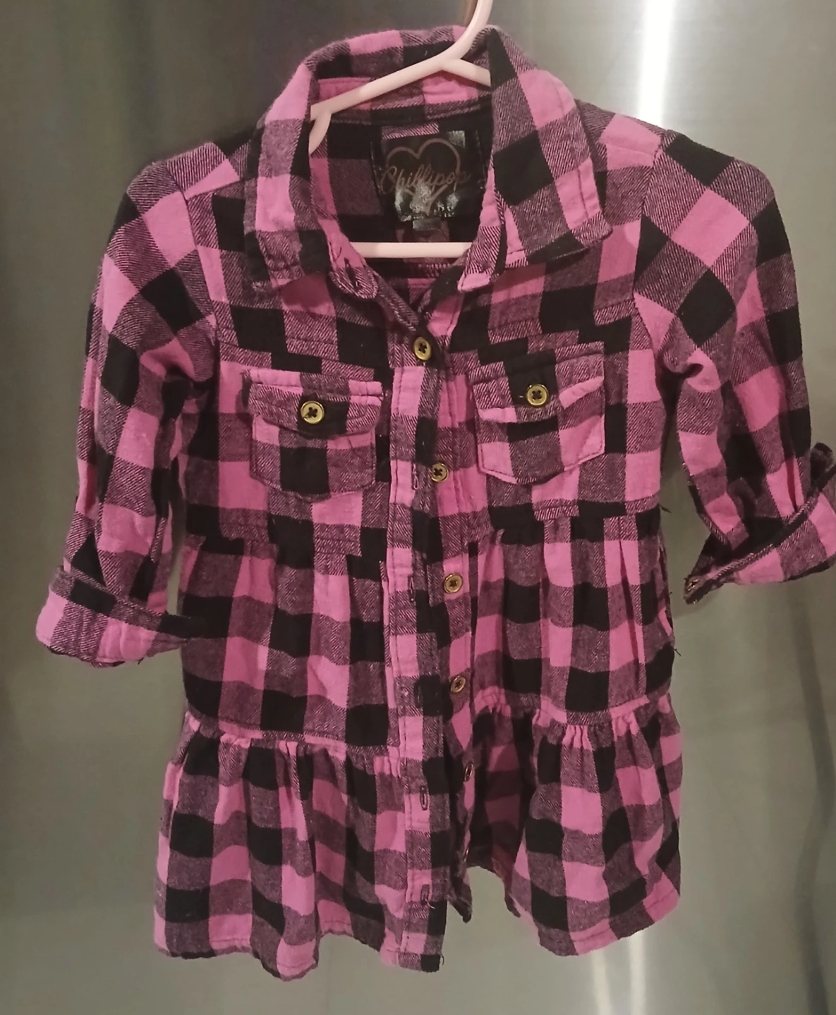 Pink & Black Plaid Girls Dress