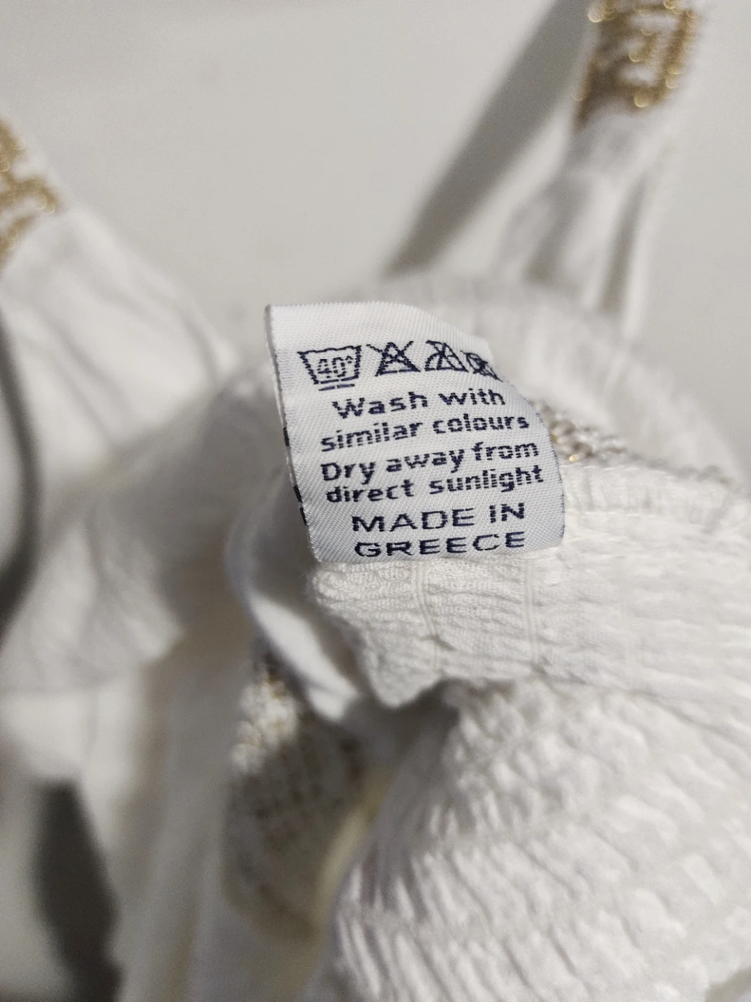 White One Size Cotton Dress with Gold Trim - photo 2