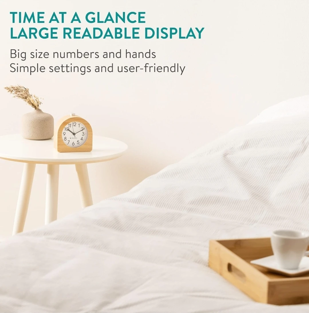 Navaris Wood Analog Alarm Clock - photo 3