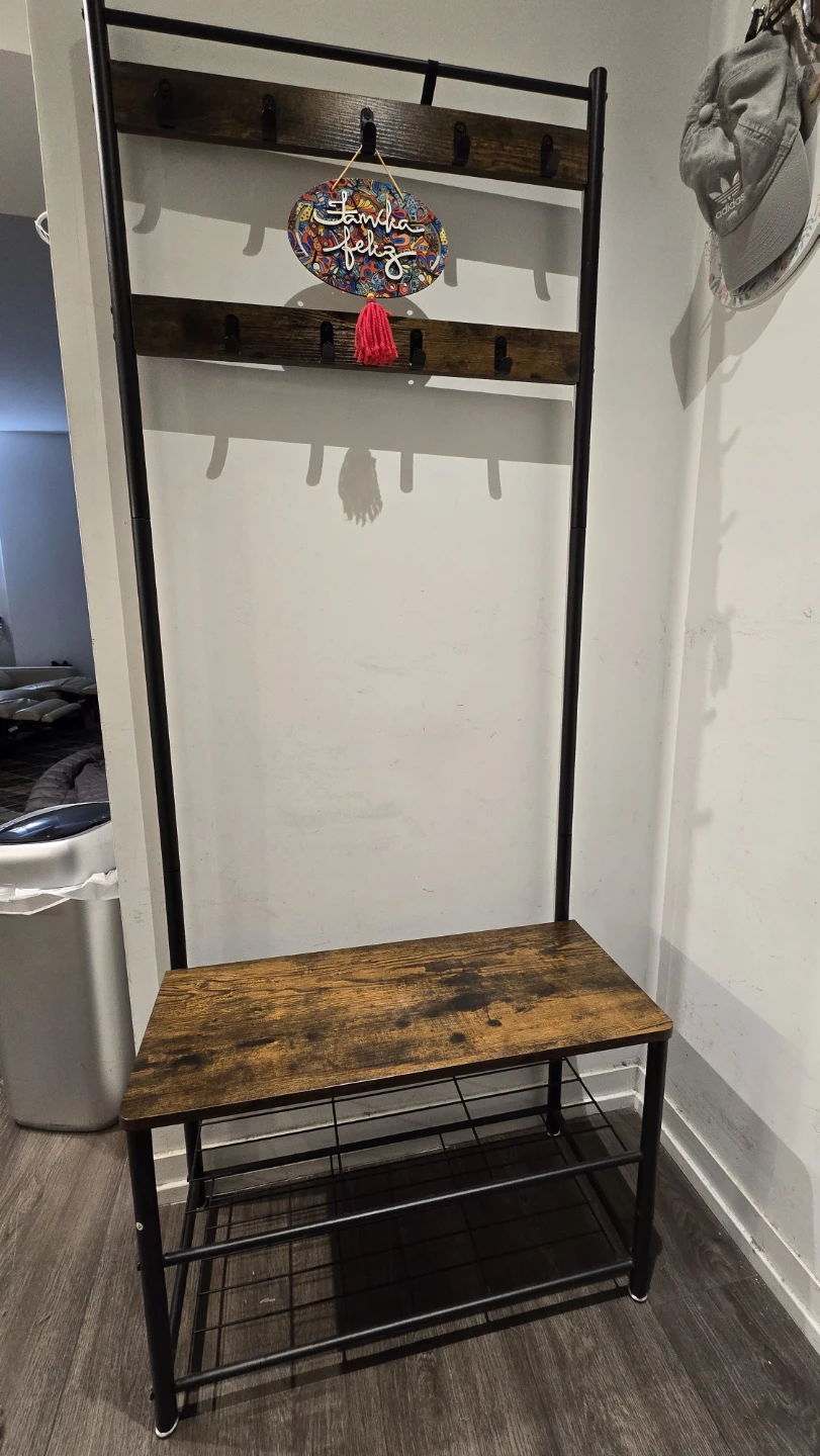 Coat Rack Stand with Bench & Storage Shelf