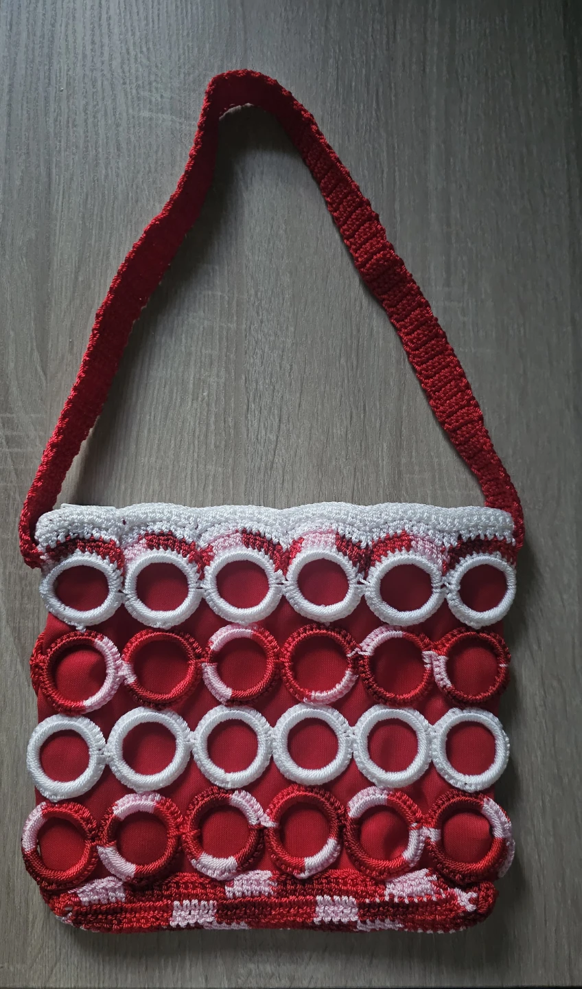Red and White Crochet Shoulder Bag - photo 2