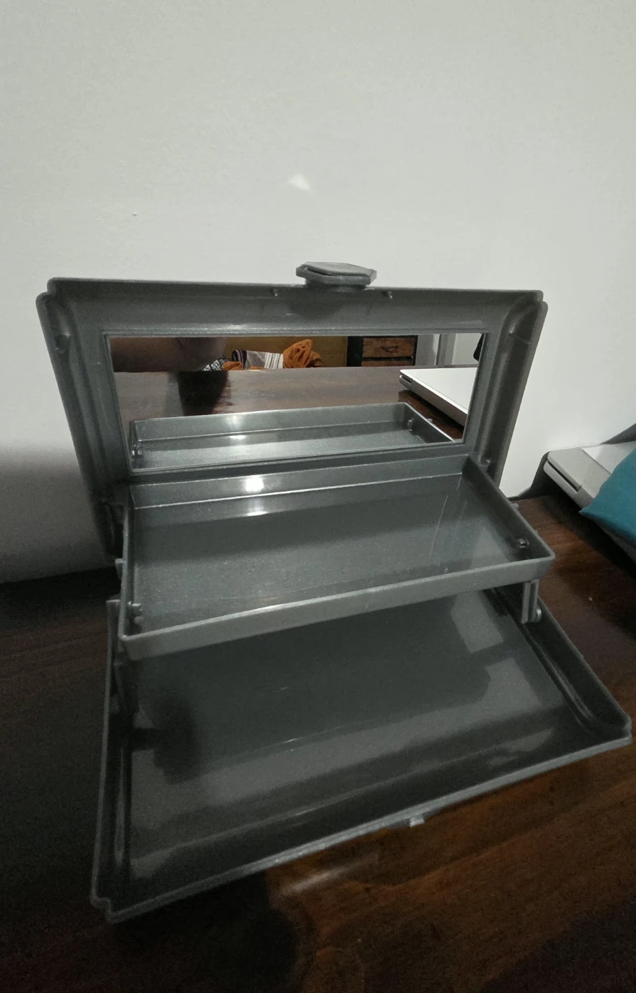 Small Gray Makeup Case with Mirror - photo 2