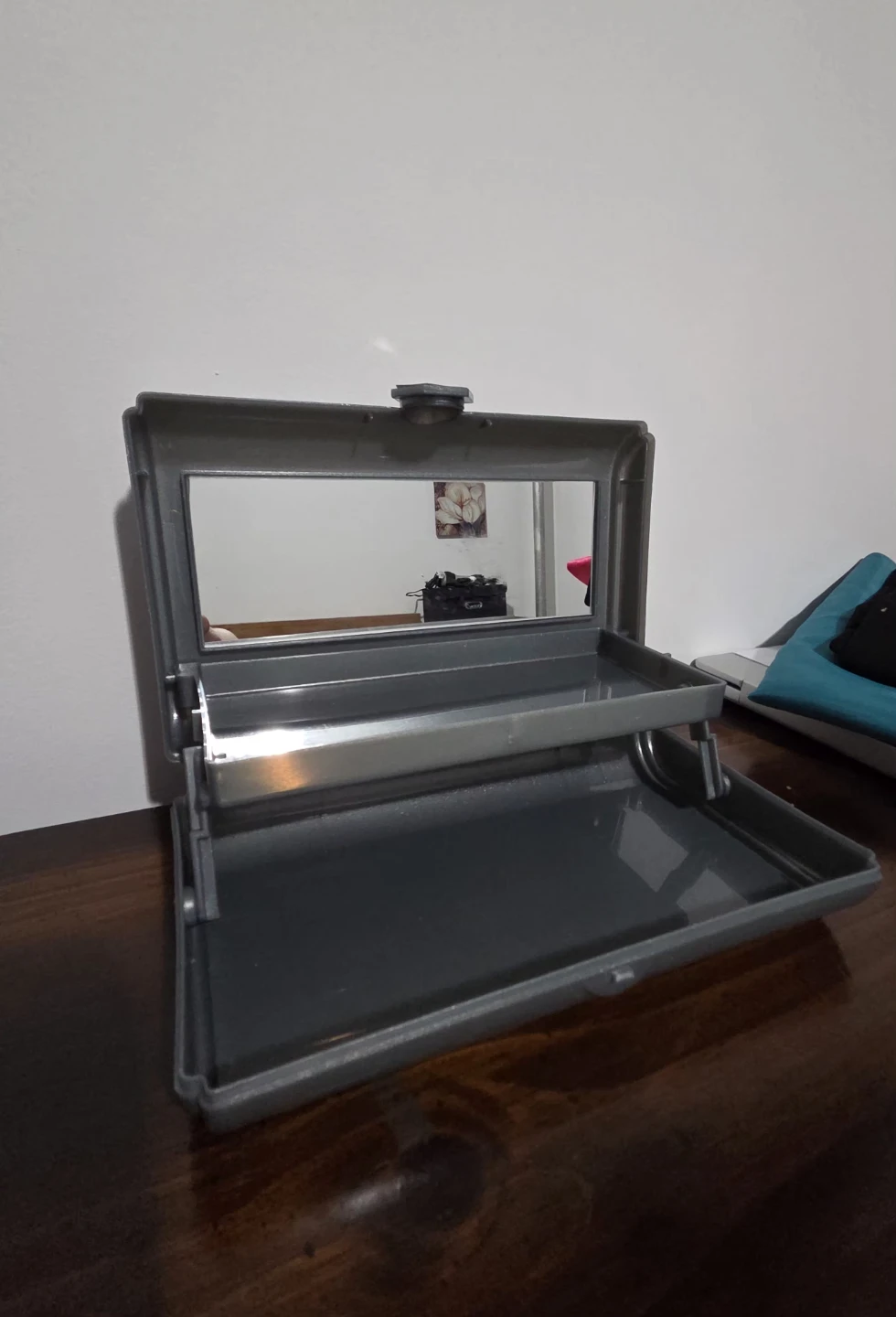 Small Gray Makeup Case with Mirror - photo 3