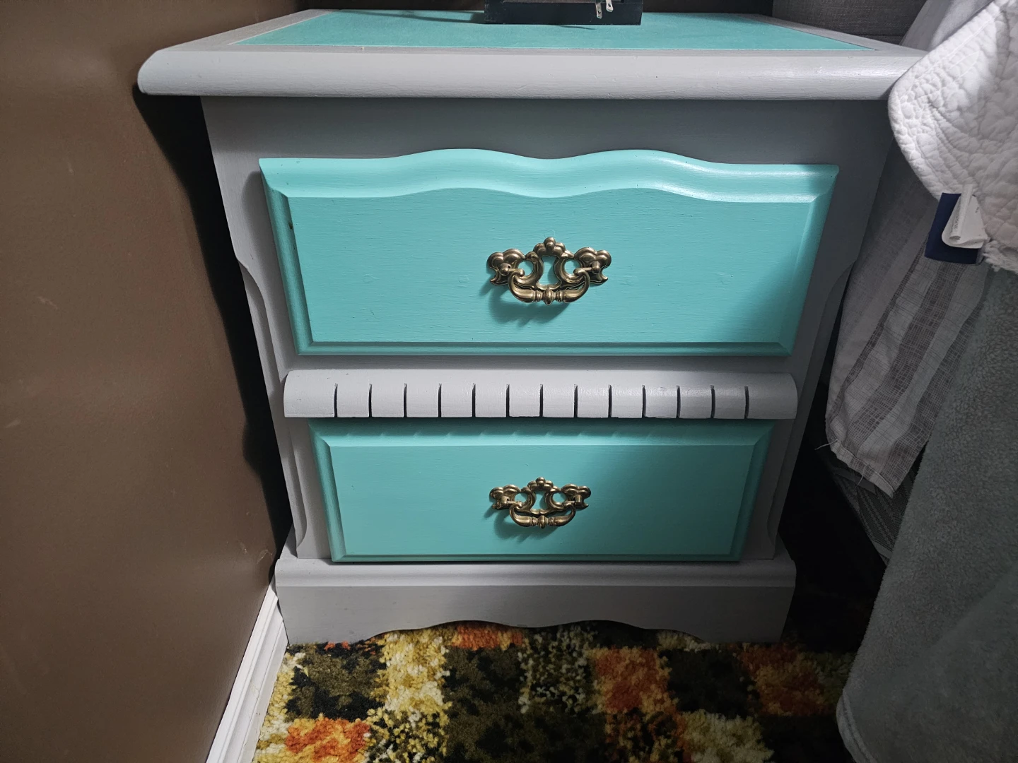 Turquoise & Grey Nightstand - photo 2