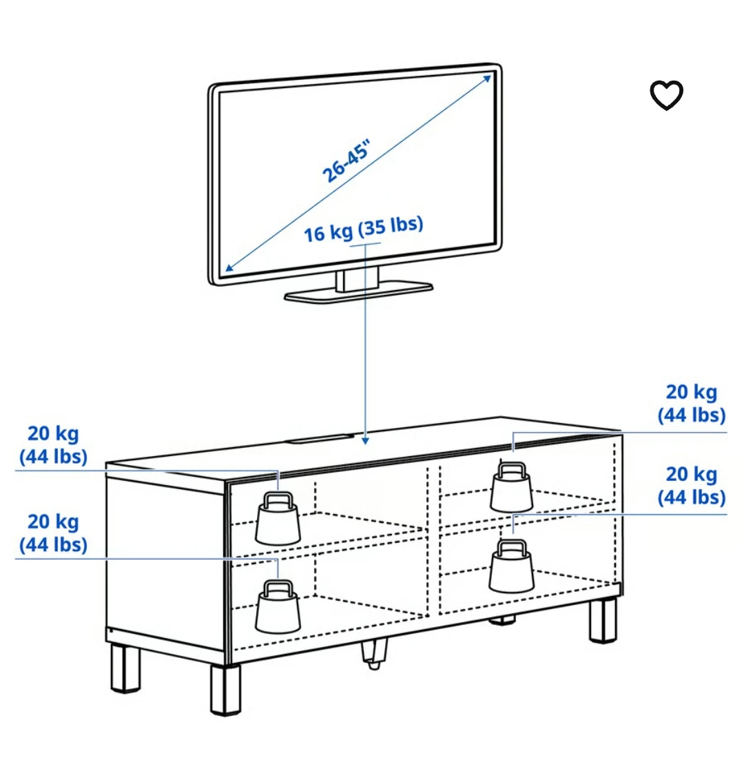 IKEA BESTA TV Unit, White, 120x42x48 cm - photo 2