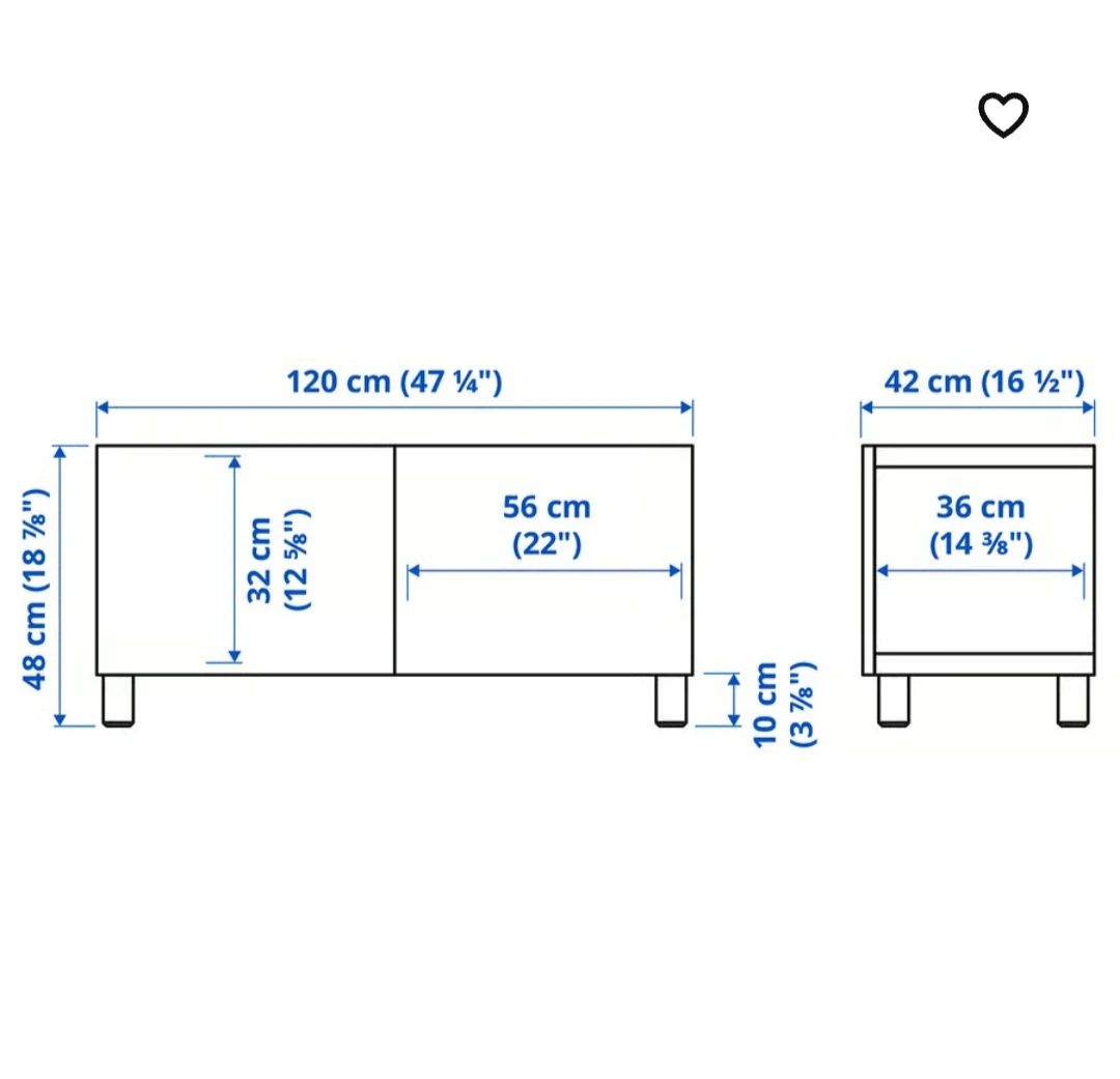 IKEA BESTA TV Unit, White, 120x42x48 cm - photo 3