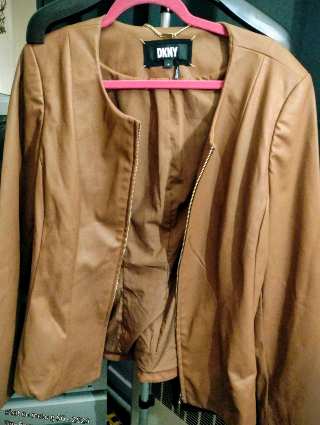 DKNY Brown Faux Leather Jacket - Size M - photo 3
